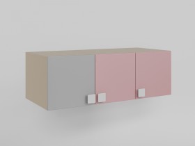 Антресоль на шкаф 3-х створчатый (Розовый/Серый/корпус Клен) в Калуге - kaluga.katalogmebeli.com | фото