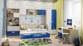 Детская комната Скай Люкс (Синий/Белый/корпус Клен) в Калуге - kaluga.katalogmebeli.com | фото