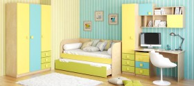 Детская комната Смайли (Желтый/Голубой/Зеленый/корпус Клен) в Калуге - kaluga.katalogmebeli.com | фото