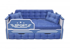 Кровать 180 серии Спорт 2 ящика 85 Синий (подушки) в Калуге - kaluga.katalogmebeli.com | фото 1