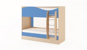 Кровать 2-х ярусная с ящиками (Беленый дуб/Синий) в Калуге - kaluga.katalogmebeli.com | фото