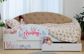Кровать детская Эльза с бортиком Принцесса Белый/Бежевый в Калуге - kaluga.katalogmebeli.com | фото