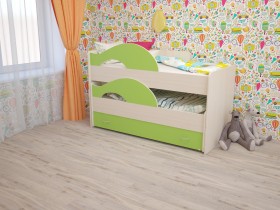 Кровать детская Радуга 1600 Млечный дуб/Салатовый в Калуге - kaluga.katalogmebeli.com | фото