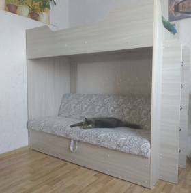 Кровать двухъярусная с диваном (Беленый дуб) в Калуге - kaluga.katalogmebeli.com | фото