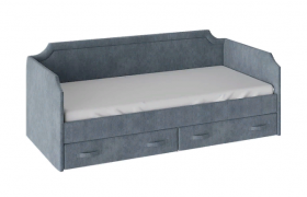 Кровать с мягкой обивкой и ящиками «Кантри» Тип 1 (900) (Замша синяя) в Калуге - kaluga.katalogmebeli.com | фото