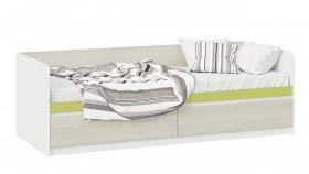 Кровать «Сканди» с 2 ящиками Дуб Гарден/Белый/Зеленый в Калуге - kaluga.katalogmebeli.com | фото