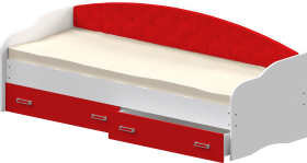 Кровать Софа-8 с мягкой спинкой (900х1900) Белый/Красный в Калуге - kaluga.katalogmebeli.com | фото