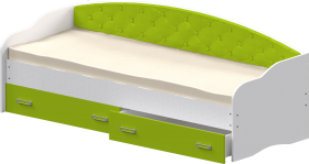 Кровать Софа-8 с мягкой спинкой (900х2000) Белый/Лайм в Калуге - kaluga.katalogmebeli.com | фото