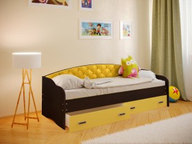 Кровать Софа-8 с мягкой спинкой (900х2000) Венге/Желтый в Калуге - kaluga.katalogmebeli.com | фото