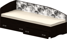 Кровать Софа-9 с мягкой спинкой с рисунком Милана (900х1900) Венге в Калуге - kaluga.katalogmebeli.com | фото