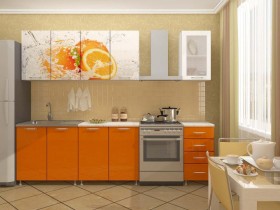 Кухонный гарнитур 1,8м Апельсин (Белый/Оранжевый металлик/Фотопечать апельсин) в Калуге - kaluga.katalogmebeli.com | фото 1