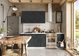 Кухонный гарнитур Нувель 1800мм белый/бетон черный в Калуге - kaluga.katalogmebeli.com | фото