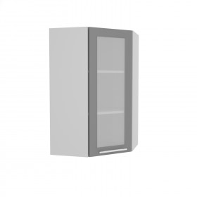 Квадро ВПУС 550 шкаф верхний угловой со стеклом высокий (Железо/корпус Серый) в Калуге - kaluga.katalogmebeli.com | фото