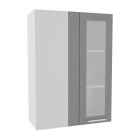 Квадро ВПУС 650 шкаф верхний угловой со стеклом высокий (Железо/корпус Серый) в Калуге - kaluga.katalogmebeli.com | фото