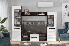 Мебель для гостиной МГС 6 (Исполнение 1/Венге/Белый глянец) в Калуге - kaluga.katalogmebeli.com | фото