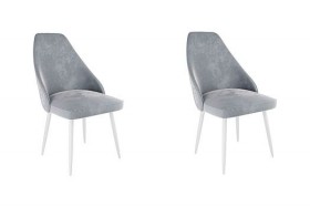 Набор стульев Милан 2 шт (серый велюр/белый) в Калуге - kaluga.katalogmebeli.com | фото