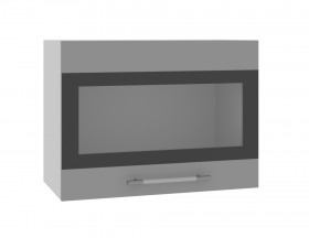 Норд ШВГС 600 Шкаф верхний горизонтальный со стеклом (Софт черный/корпус Белый) в Калуге - kaluga.katalogmebeli.com | фото