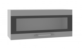 Норд ШВГС 800 Шкаф верхний горизонтальный со стеклом (Софт черный/корпус Белый) в Калуге - kaluga.katalogmebeli.com | фото