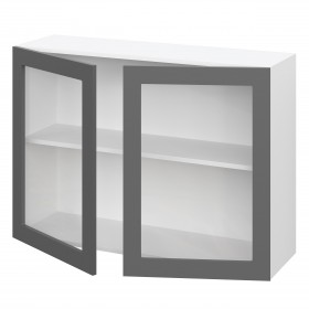 Норд ШВС 1000 Шкаф верхний со стеклом (Софт черный/корпус Белый) в Калуге - kaluga.katalogmebeli.com | фото